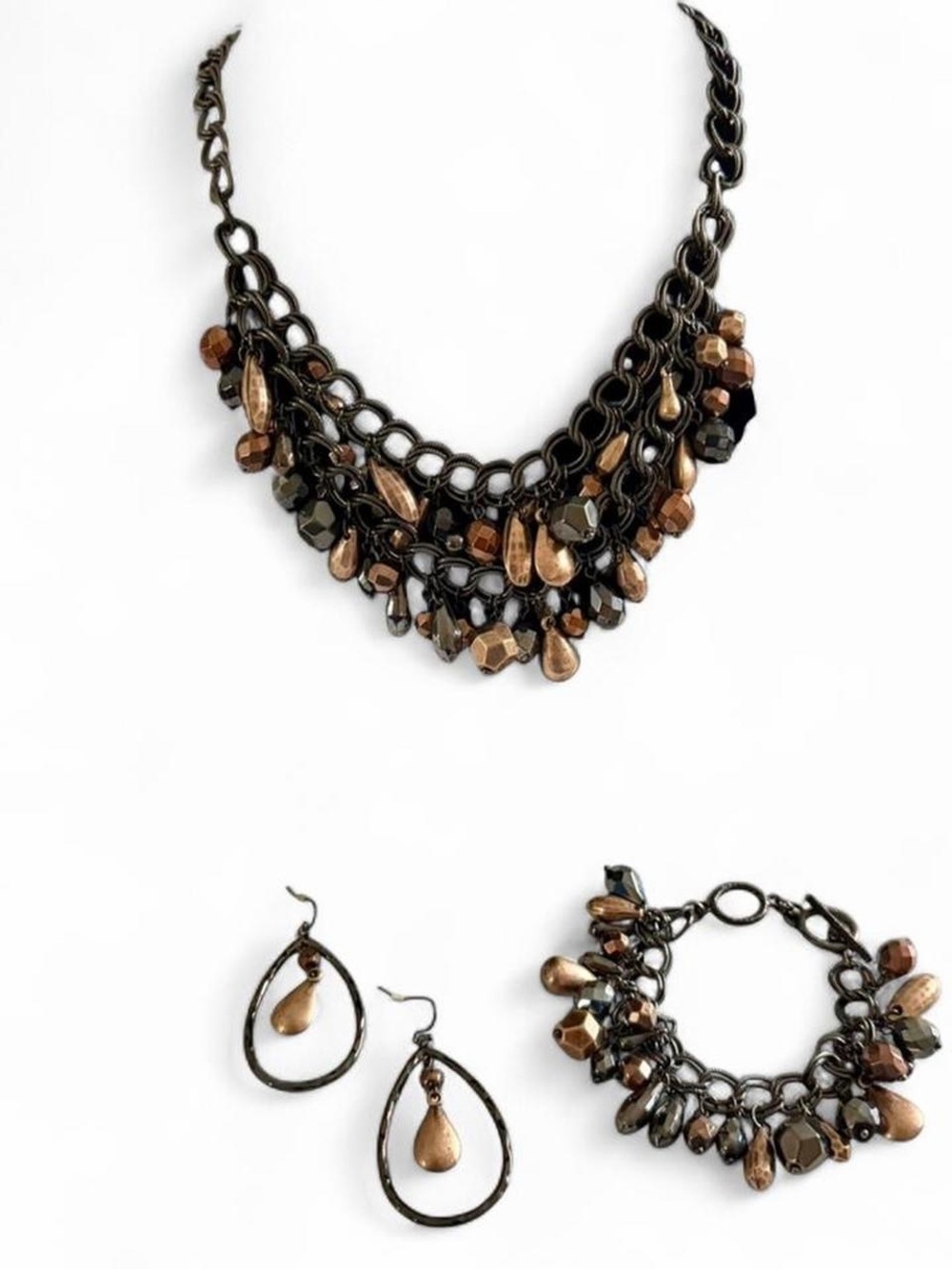 Premier Designs Black and Bronze Multi-Strand Necklace Set